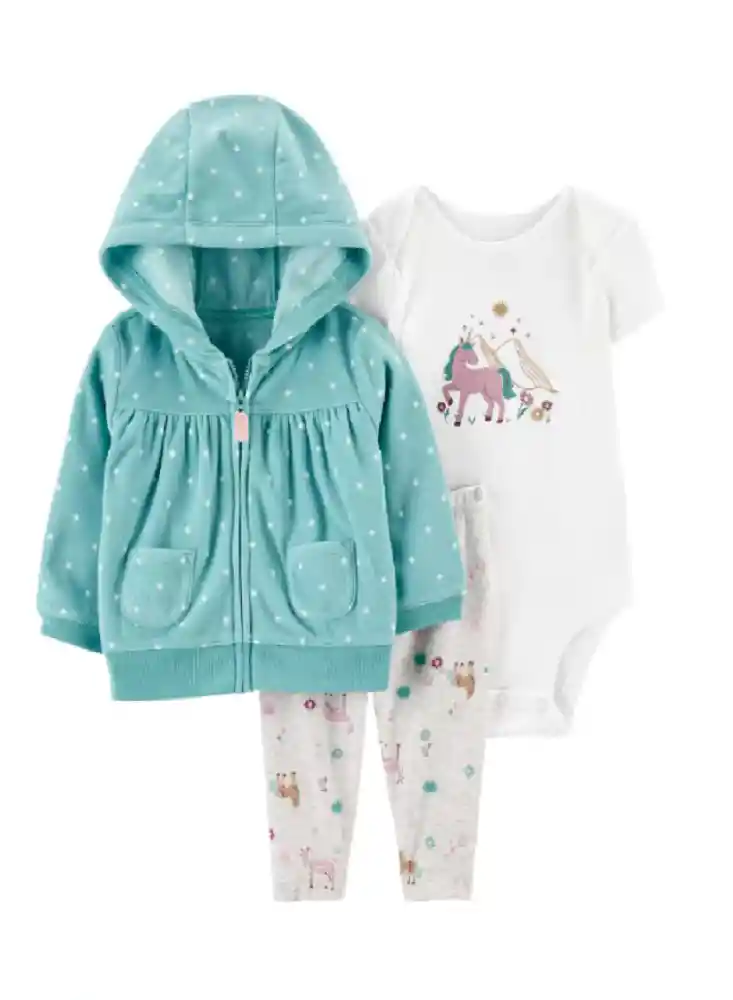 Conjunto 3 Piezas Chaqueta Unicornio - 6 Meses