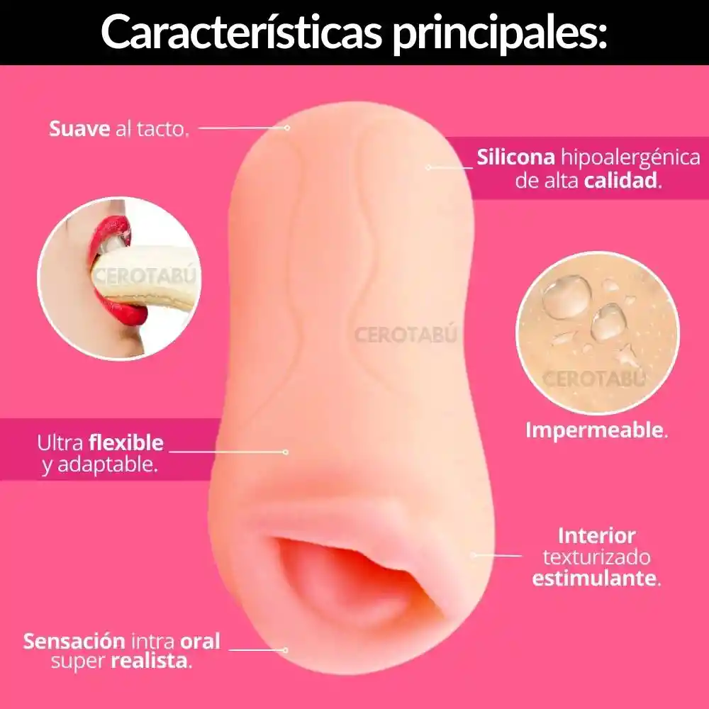 Vagina Realista Masturbador Masculino Boca Con Textura Juguete Sexual