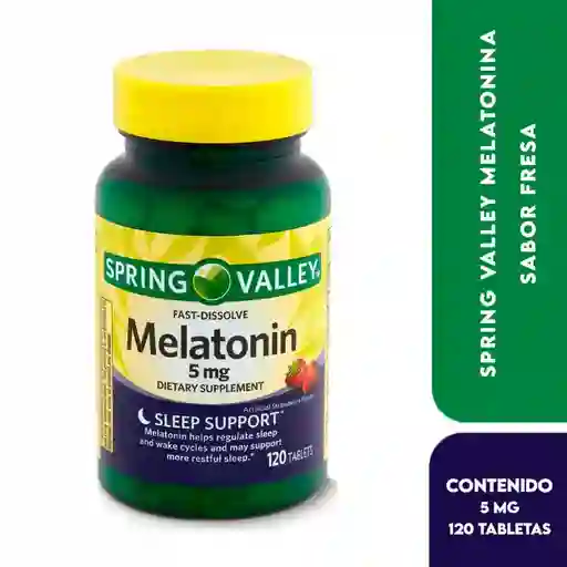 Spring Valley Melatonina 5 Mg Sabor A Fresa 120 Tabletas