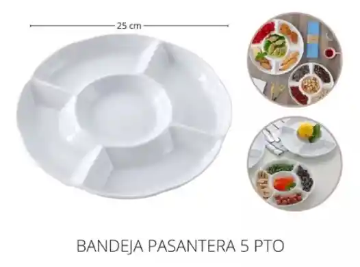 Plato Pasabocas Redondo 5 Divisiones Ambiente Gourmet X 2 Un