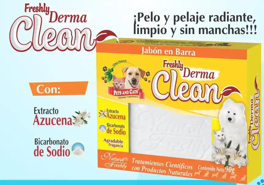 Jabon Para Mascotas Jabon Para Perros Y Gatos Derma Clean Natural Freshly 90 Gr