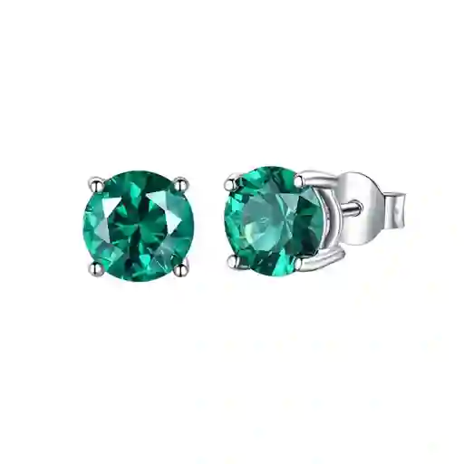 Aretes Topos Para Mujer Esmeralda Rusa En Plata 925