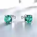Aretes Topos Para Mujer Esmeralda Rusa En Plata 925