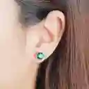 Aretes Topos Para Mujer Esmeralda Rusa En Plata 925