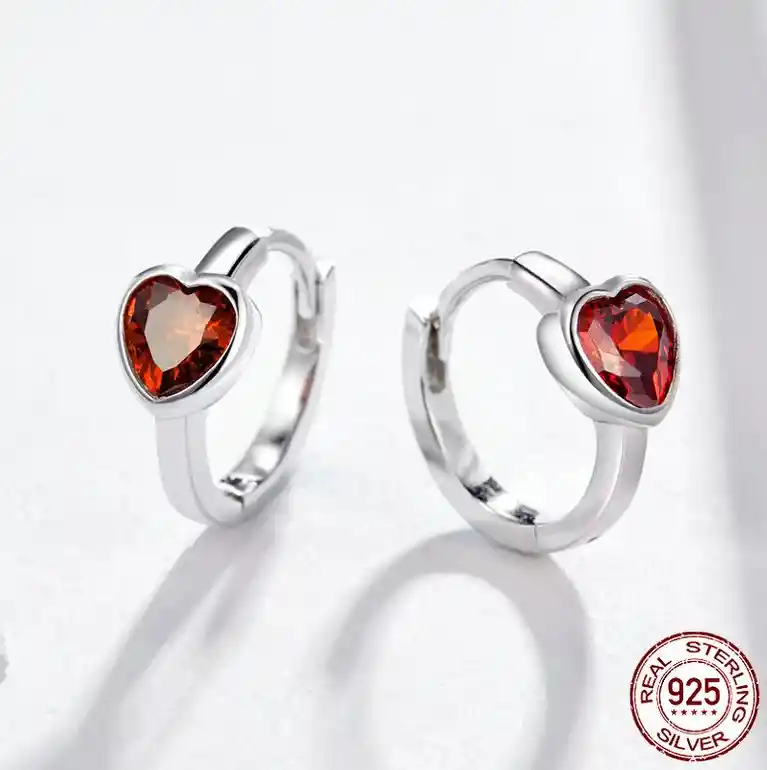 Aretes Candongas Aro Corazón Para Mujer En Plata 925