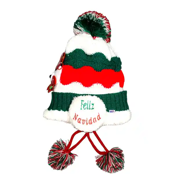 Gorro Oso Navideño Térmico Para Niños Adultos Con Pompones