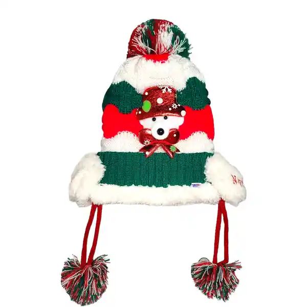 Gorro Oso Navideño Térmico Para Niños Adultos Con Pompones