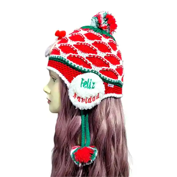 Gorro Papá Noel Navidad Térmico Para Niños Adultos Con Pompones