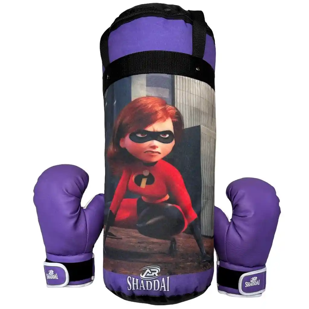 Kit Saco Boxeo Multidiseños + Guantes Para Niño, (infantil) Morado