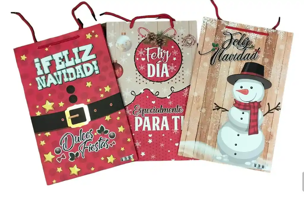 Bolsas De Regalo Motivo Navidad Roja 35cm X 24cm