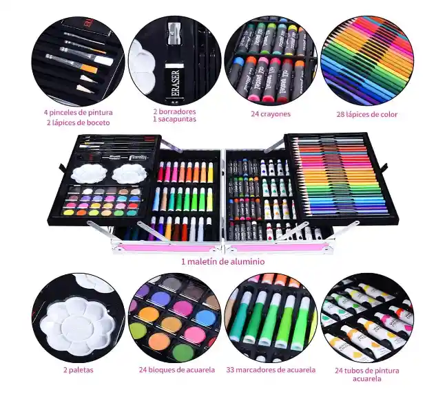 Set De Arte 145 Pcs Conjunto De Dibujo De Arte