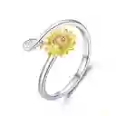 Anillo Para Mujer Ajustable Flor Girasol En Plata 925