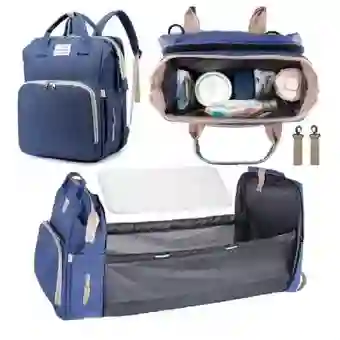 Pañalera Multifuncional Bebe Mochila Expandible Azul By-1