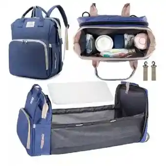 Pañalera Multifuncional Bebe Mochila Expandible Azul By-1