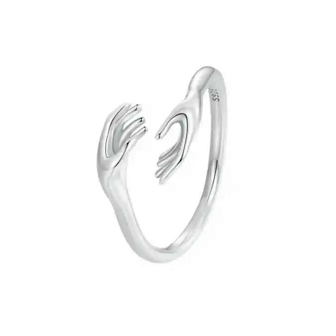 Anillo Ajustable Abrazo Amistad Para Mujer En Plata 925