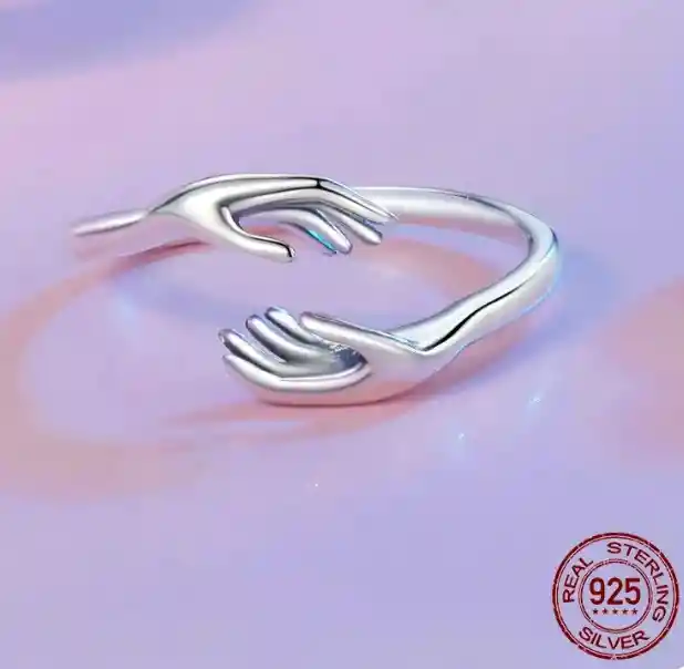 Anillo Ajustable Abrazo Amistad Para Mujer En Plata 925