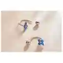 Aretes Topos Flor Cristales Para Niña O Mujer En Plata 925