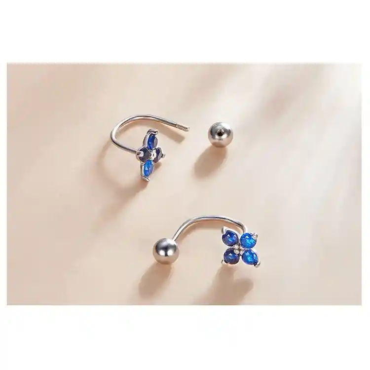 Aretes Topos Flor Cristales Para Niña O Mujer En Plata 925