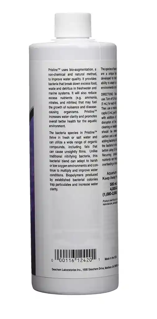 Pristine 500ml Seachem Bacterias Acuario Purificador Aclarador Agua