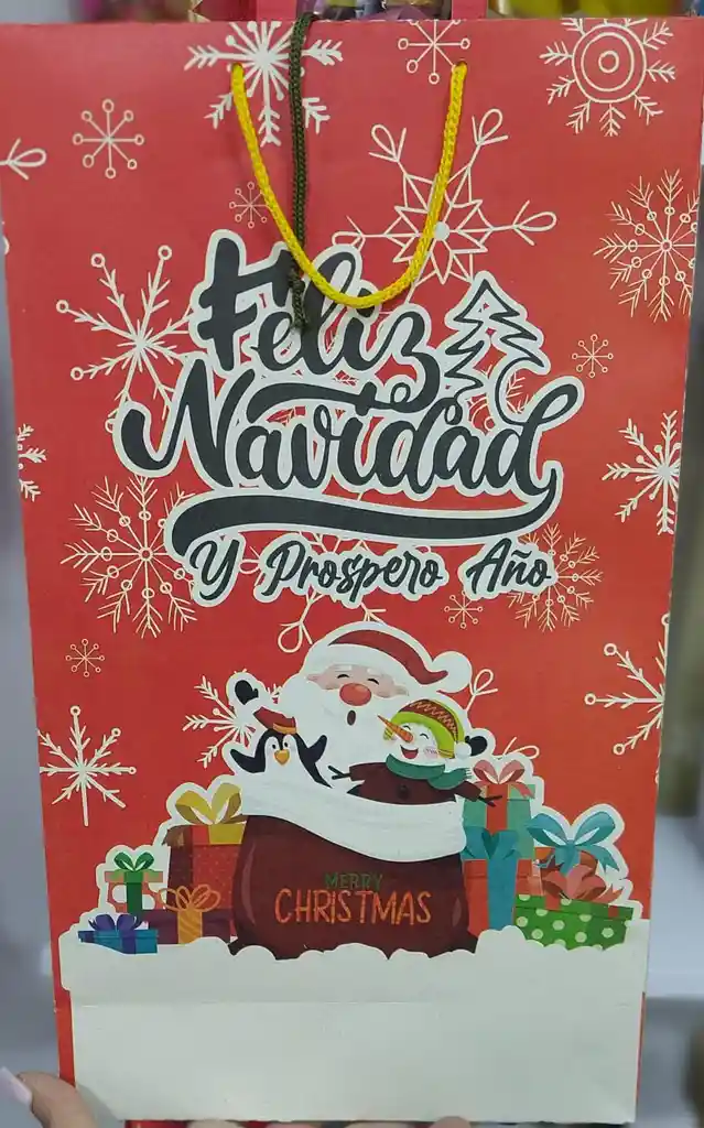 Bolsa De Regalo Grande Navideña En Papel Kraft Modelo :3