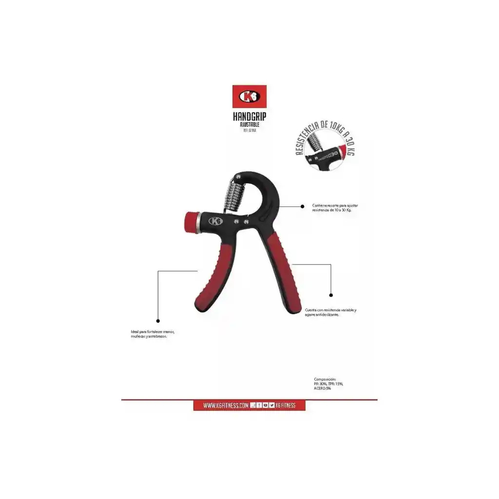Hand Grip K6 De Resistencia Ajustable 10kg A 30kg
