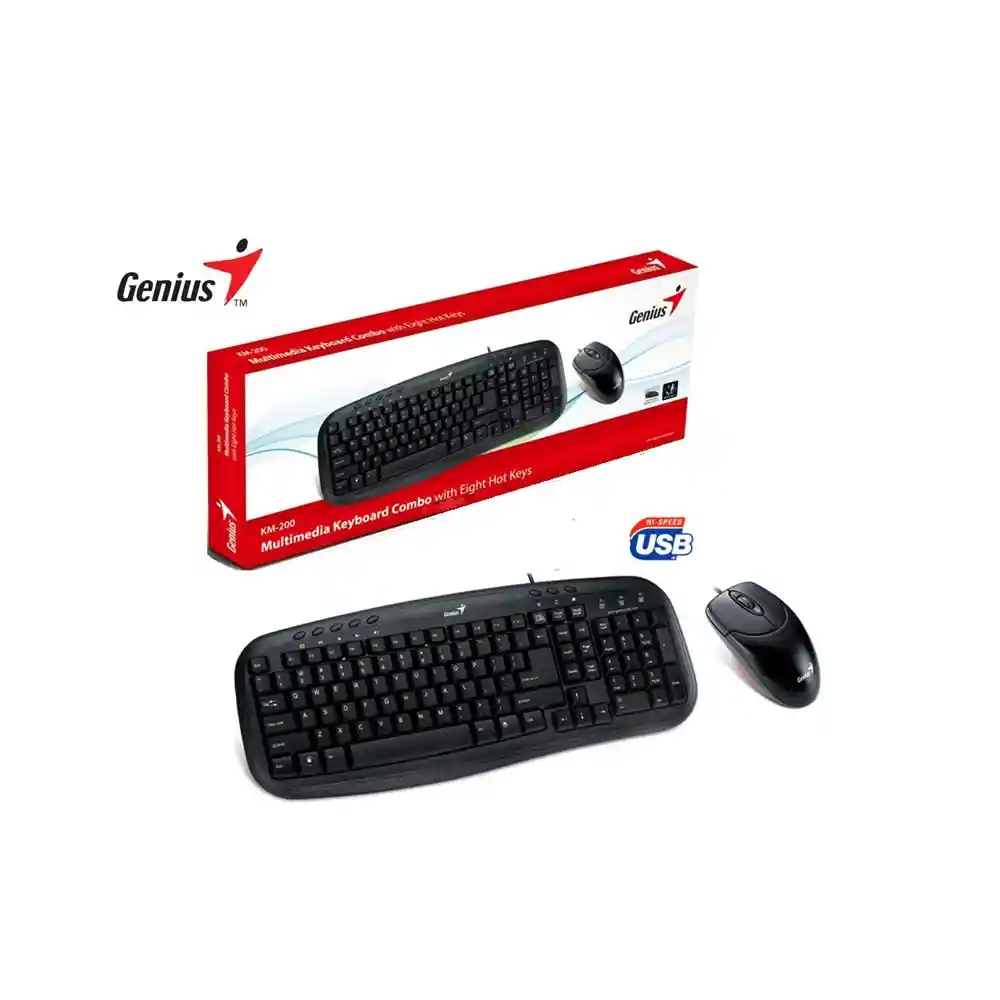 Combo Teclado Y Mouse Alambrico Genius Km-200 Español Latam