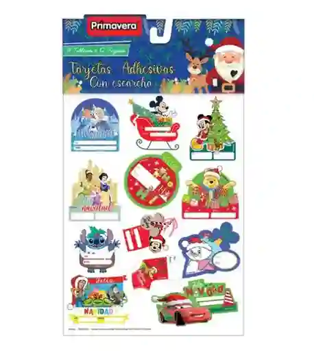 Tarjetas Adhesivas Navideñas Estampado Disney