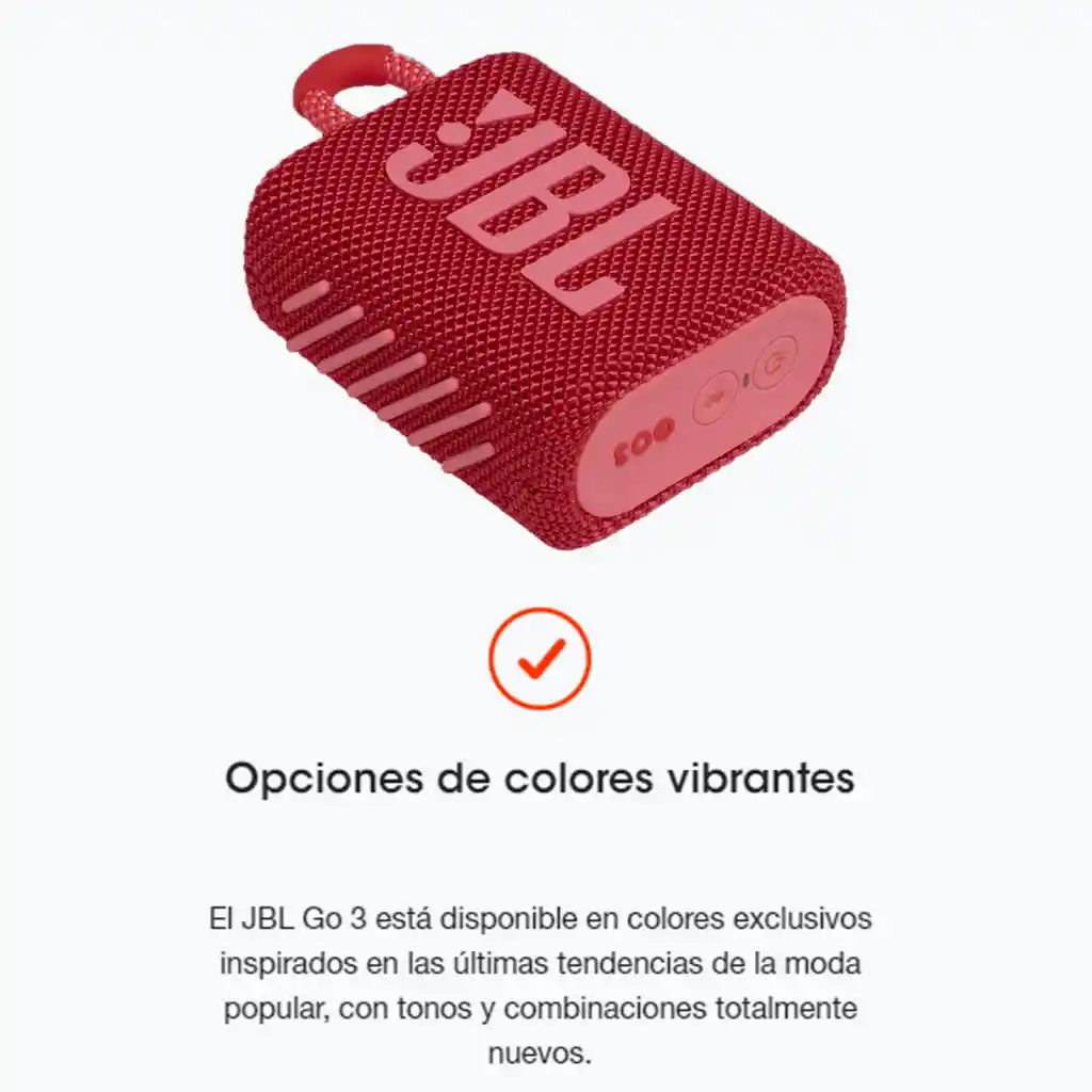 Jbl Go 3 Altavoz Portátil Bluetooth Resiste Polvo Agua Ip67 Rojo