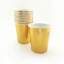 Vasos Desechables De Plastico Color Dorado X 8 Und