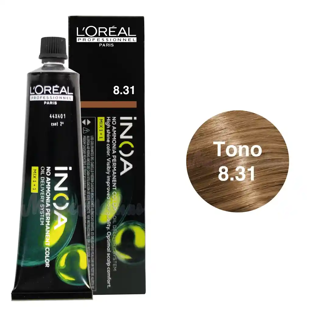 Tinte Inoa Tono 8.31 Rubio Claro Dorado Cenizo 60ml