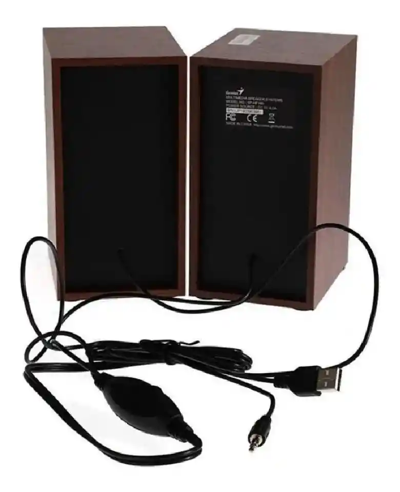 Parlantes Genius Sp-hf180 Negro 6 Wats 3.5 Mm Negros Madera Elegantes! Energía Por Usb