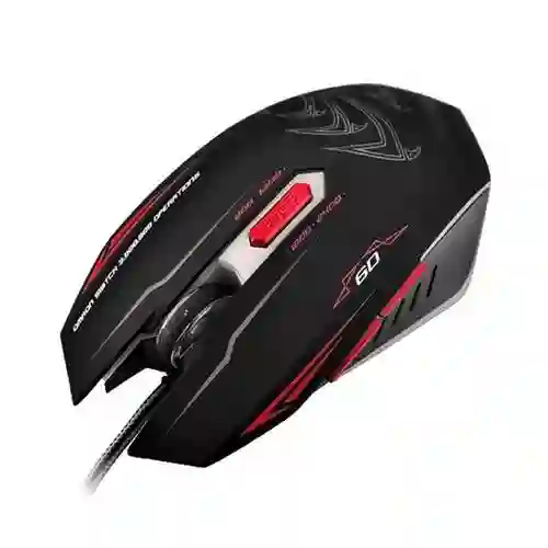 Mouse Gamer Alámbrico 6d Usb Negro/rojo Con Sensor Óptico Preciso, Dpi Ajustable, Cable Trenzado Y Botones De Alta Duración Para Juegos
