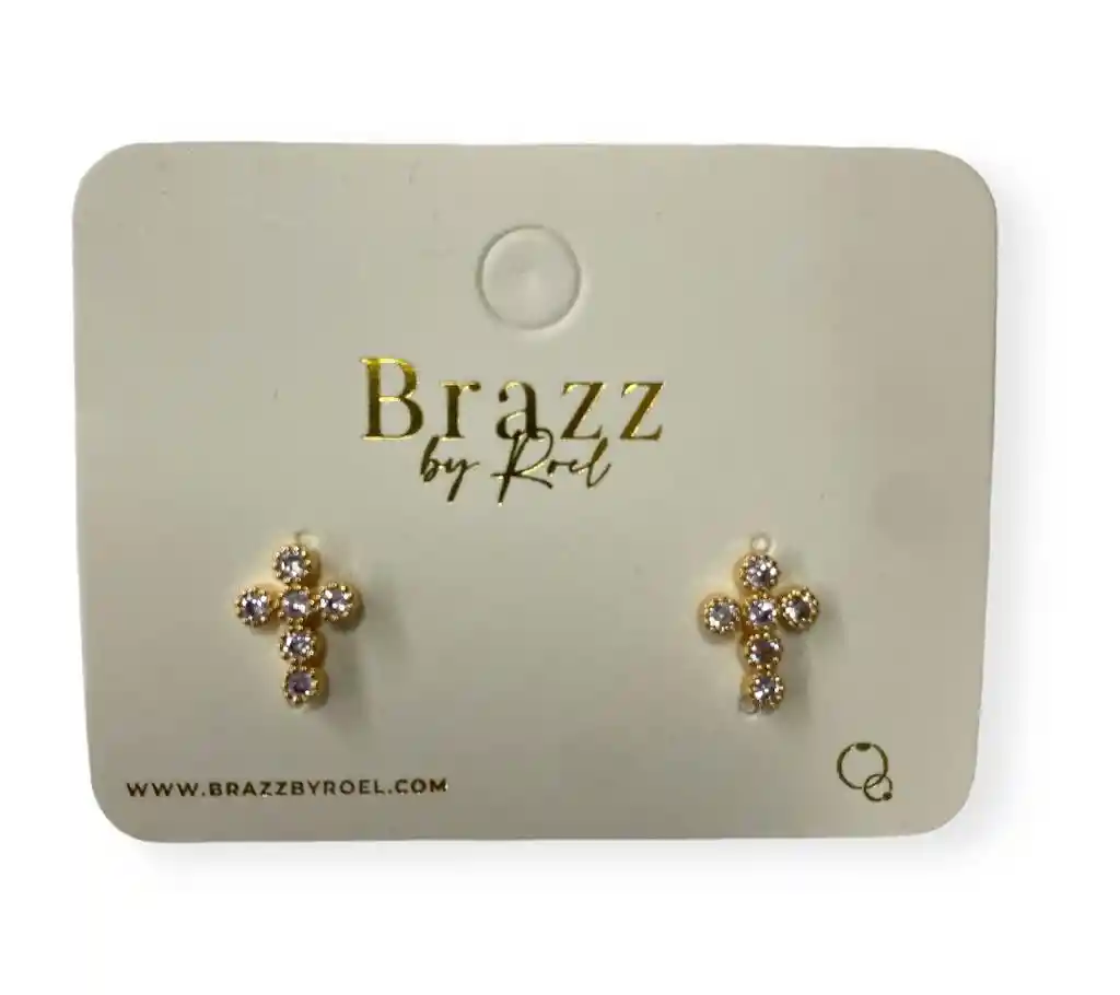 Aretes Topos Cruz Brillante Rodio