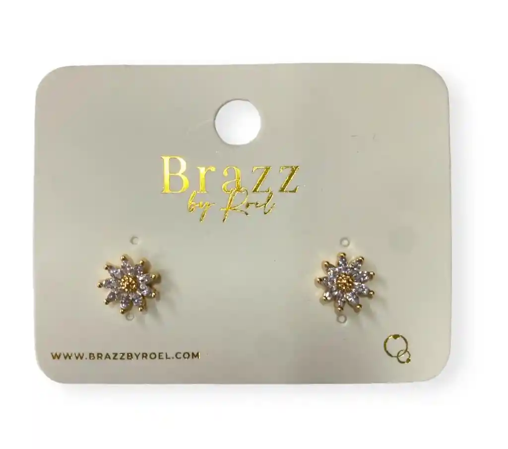 Aretes Topo Flor Brillante Rodio