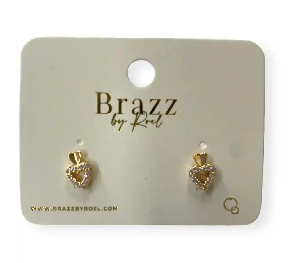 Aretes Topos Corazon Brillante Rodio