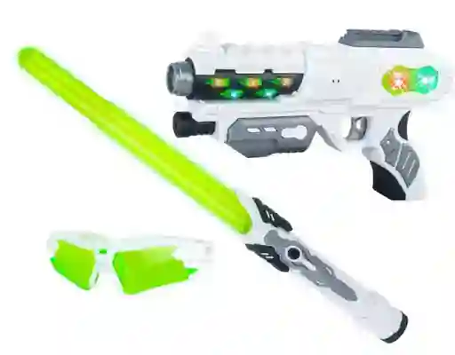 Set Pistola + Espada Sable Luz + Gafas Lanzador Sonido Star Wars
