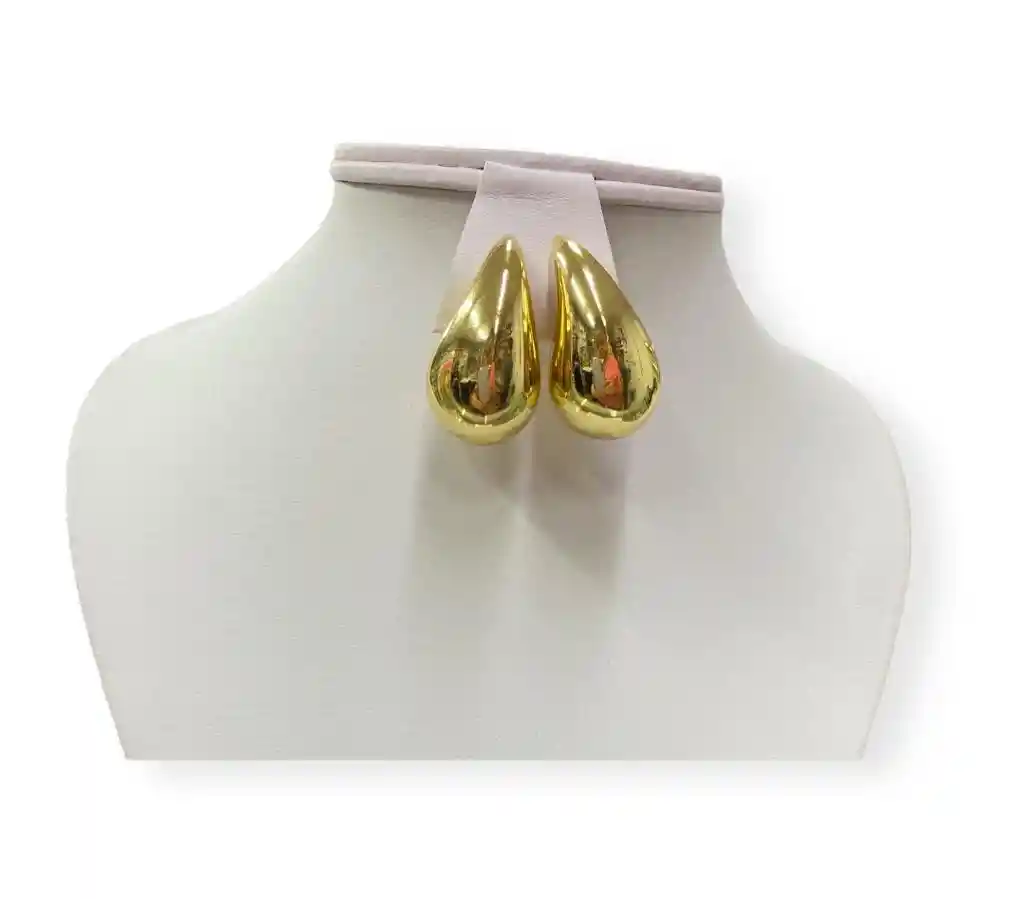 Aretes Gota Doradas Grandes Rodio