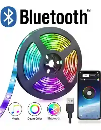 Cinta Led Tira Luces 5 Mts Rgb Multicolor Con Control Deluxe - Bluetooth