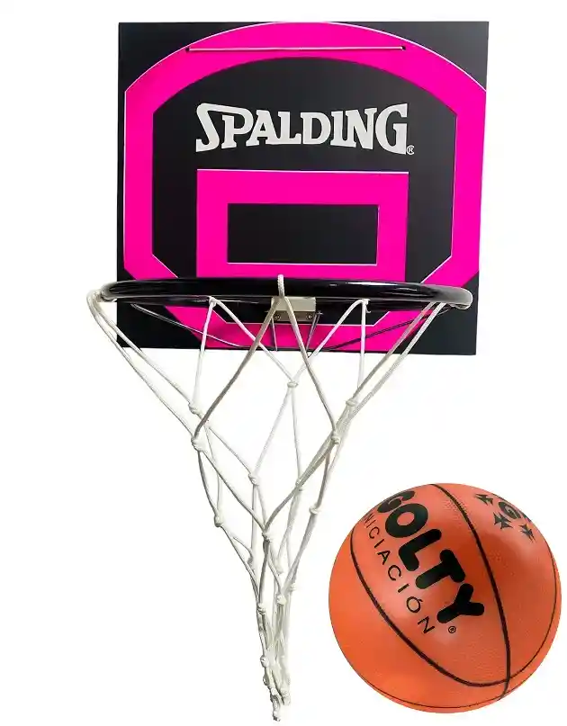 Tablero De Baloncesto + Aro + Malla + Pelota Golty En Caucho Fucsia