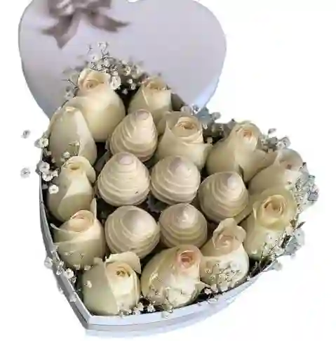 Corazon De Fresas Caja Dia De La Mujerde Feliz Cumpleaños Aniversario Con Rosas San Valentin