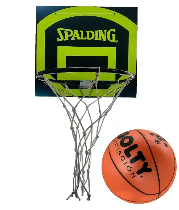 Tablero De Baloncesto + Aro + Malla + Pelota Golty En Caucho Neon