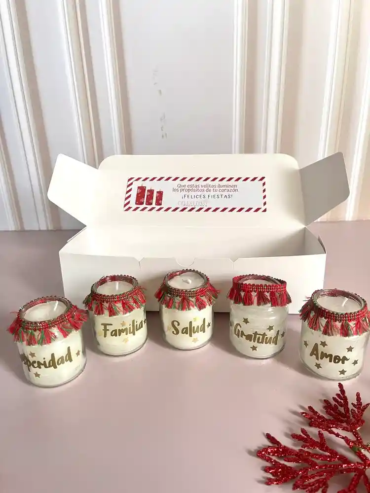 Regalo Pequeño Y Especial De Navidad; X 5 Velas Navideñas