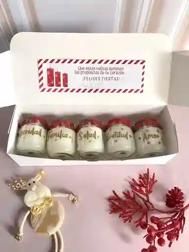 Regalo Elegante Familiar Navideño X 5 Velas Con Proposito