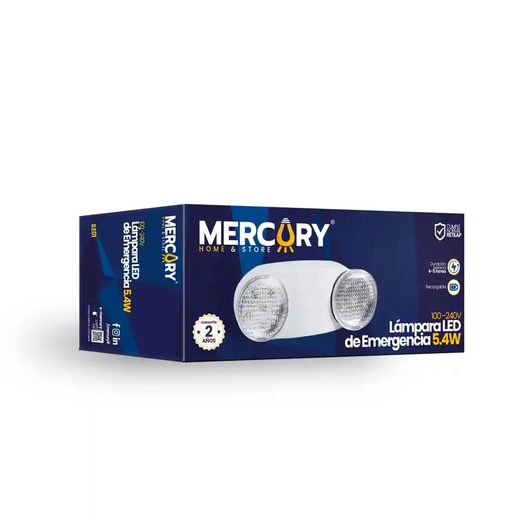 Lampara Led De Emergencia Redonda Bateria 4v 2000mah Mercury