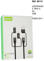 Cable Auxiliar 5 En 1 Usb Tipo C V8 Ios Batri Br-01 Carga Rapida