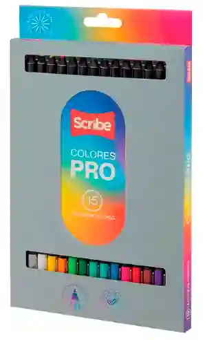 Caja De Colores Scribe Pro X15 Unds Unipunta