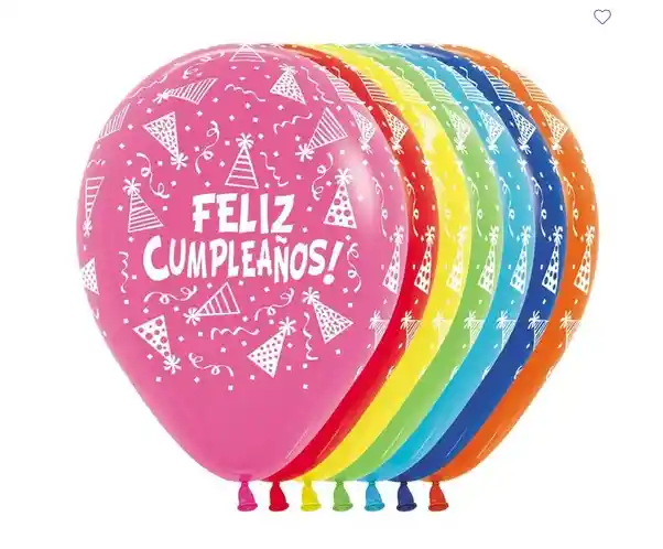 Globos Bombas R-12 Fashion Surtido Feliz Cumpleaños Gorritos X 50