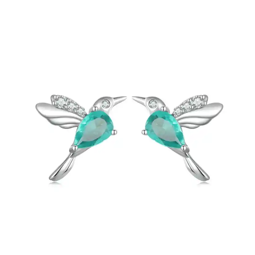 Aretes Para Mujer Pájaro Colibrí Fabricados En Plata 925