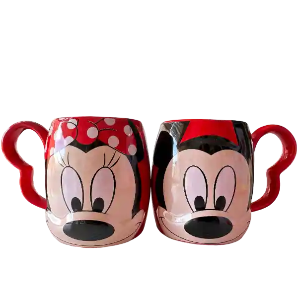 Mugs Mickey Minnie Pareja Rojos X2 Piezas