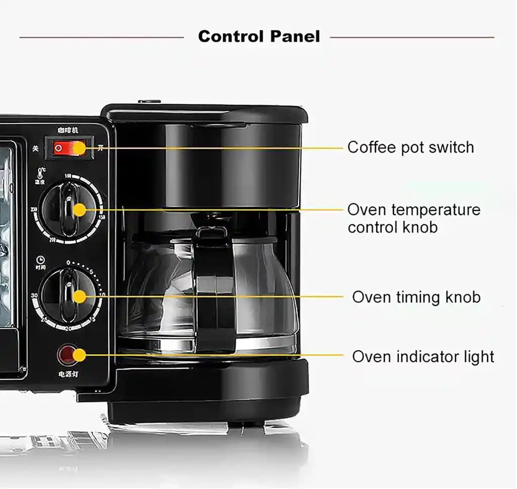 Horno Cafetera Parrilla 3 En 1 Sokany | 220v 50/60hz 1250w